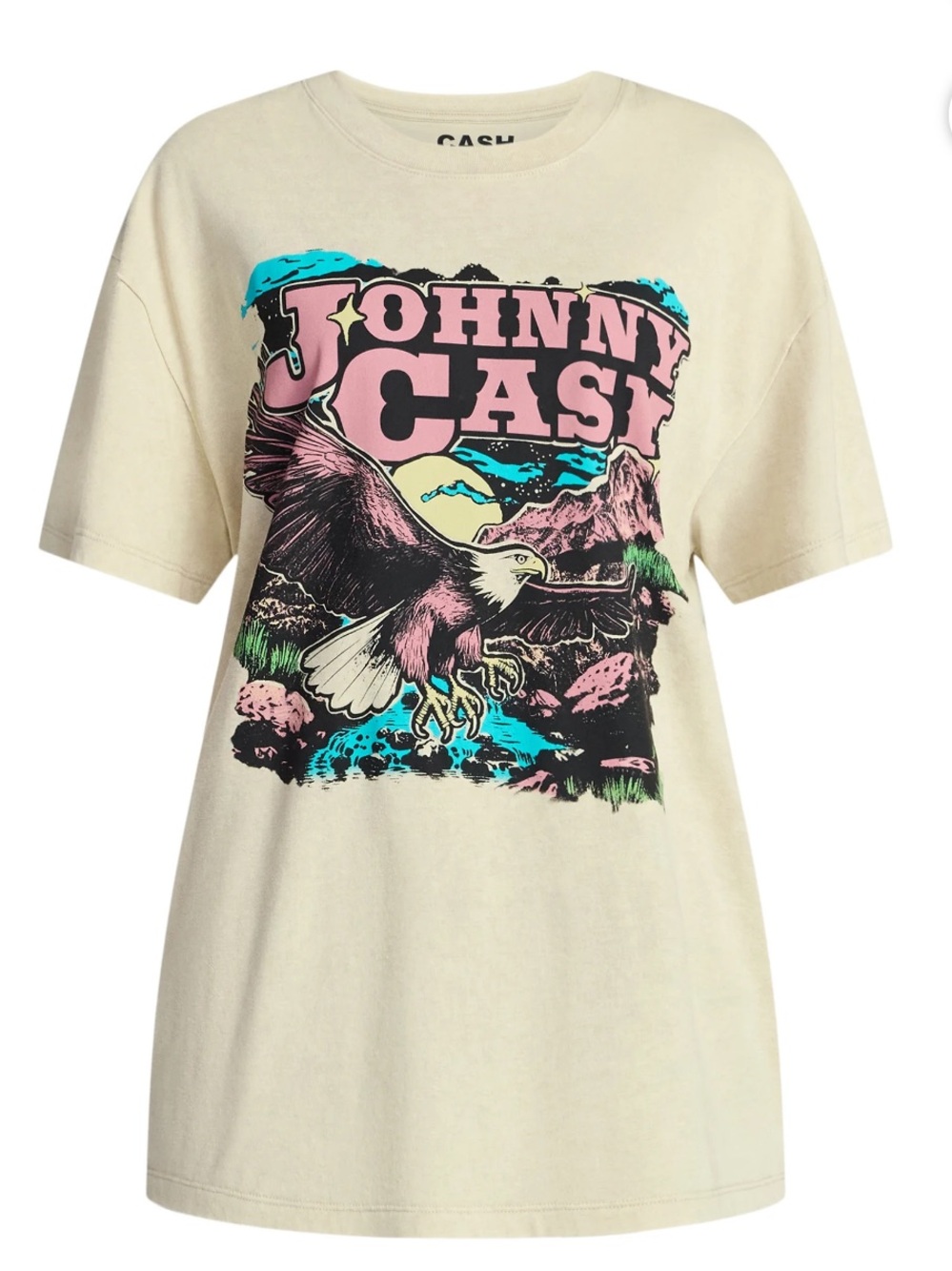 Johnny Cash Women's Graphic Print Tour Tee with Short Sleeves